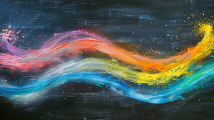 Abstract wave multicoloured background Education chalk board with abstract colored strokes in pastel colors