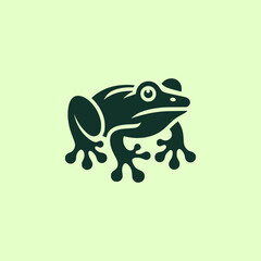cute green frog animal nature logo vector illustration template design
