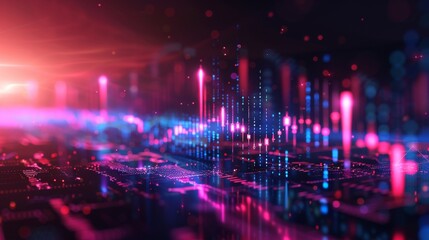 Naklejka premium The futuristic finance background includes market charts, business data graphs, and financial graphics