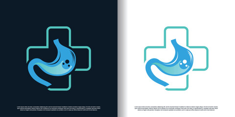 Stomach logo design with creative concept premium vector
