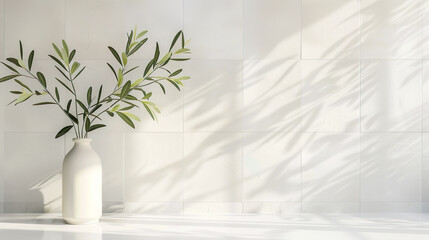 オリーブと白タイルの背景素材02