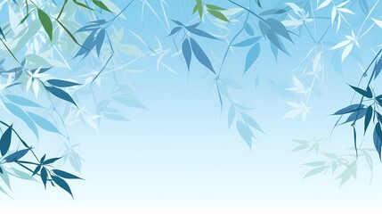 Naklejka premium Blue and white bamboo elements decorate poster background
