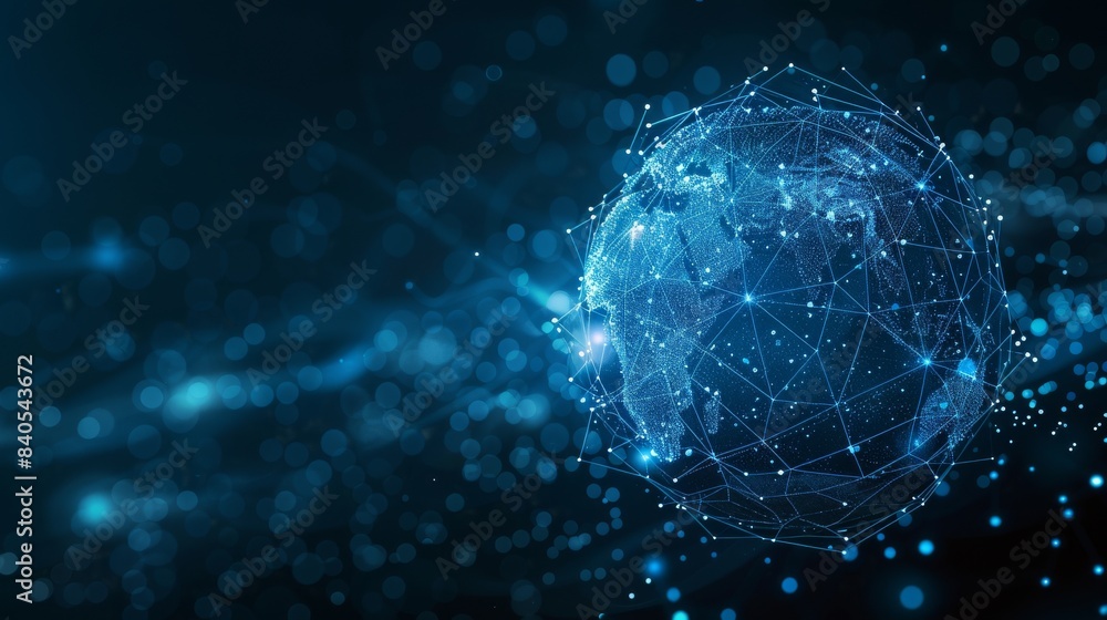 Poster background with globe. technology smart city with network communication and internet of things. inte