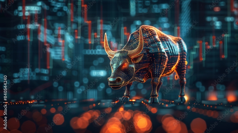 Poster graph of stock market investment with a bullish trend. generative artificial intelligence graph