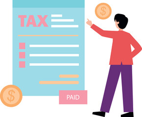 The boy is pointing at the paid tax paper.