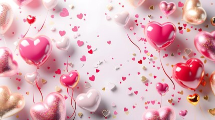 Heart Balloons with Glitter and Confetti