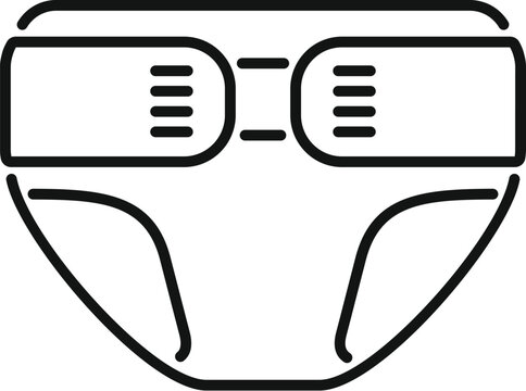 recommend clip art: Simple black line illustration of a baby's diaper icon on a white background
