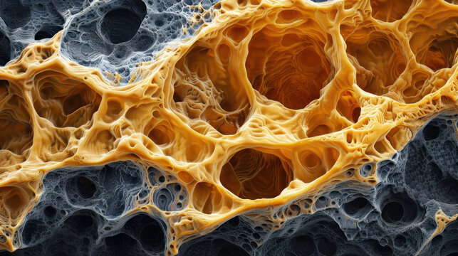 Microscopic trypophobia inducing image of foam-like material