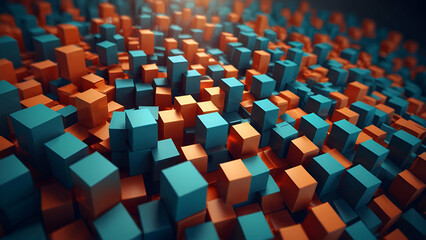 Fototapeta premium An abstract 3D business background featuring geometric shapes, modern elements, and a professional aesthetic, ideal for corporate presentations.