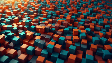 Obraz premium An abstract 3D business background featuring geometric shapes, modern elements, and a professional aesthetic, ideal for corporate presentations.