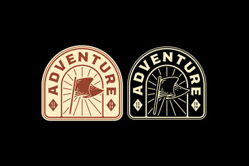 flag and stick logo design for wildlife adventure and survival kit sport business