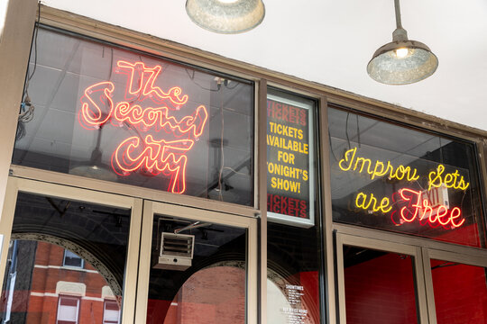 Chicago, IL, USA - June 4, 2024: The Second City is a improvisational comedy troupe founded in 1959 and was the starting point for many award-winning stars.