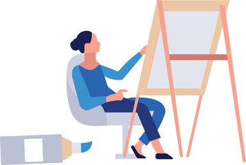 The girl is painting on the board.