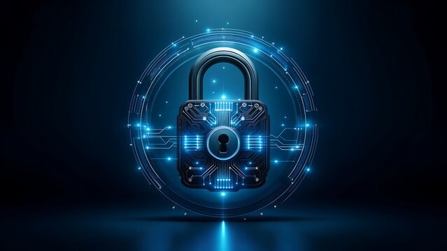 Futuristic Cyber Lock, Advanced Digital Security and Data Protection Visual