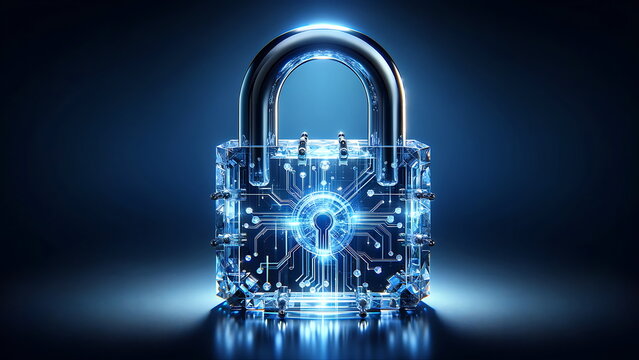 High-Tech Electronic Padlock, Innovative Data Safety and Cybersecurity Illustration