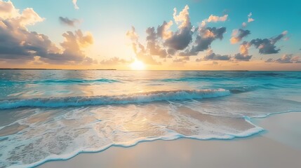 Fototapeta premium Digital sunrise beach sea abstract graphic poster background