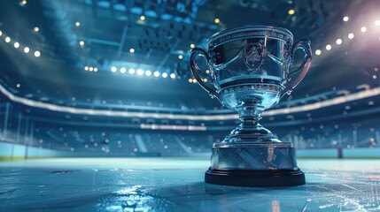 the trophy cup in a ice hockey stadium