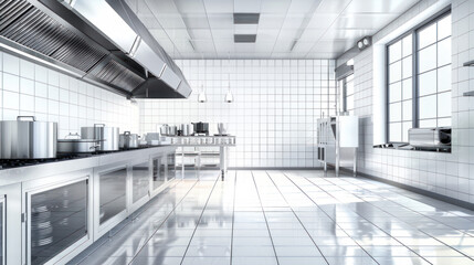 Obraz premium Clean and shiny professional restaurant kitchen