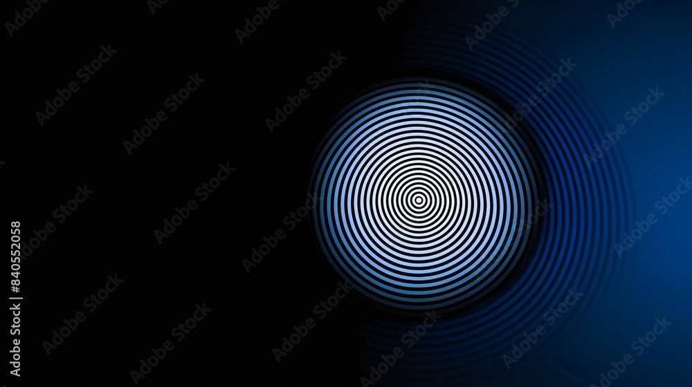 Poster abstract background with blue and black concentric circles creating a hypnotic design effect. ideal 