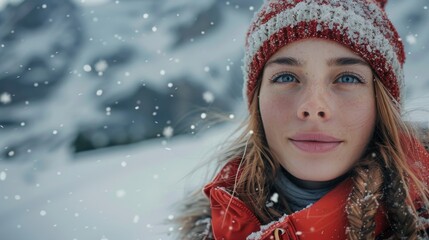An outdoor trip to the mountains in winter with a caucasian woman and a young woman in her 20s