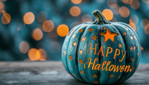 Autumn Affair: Festive Pumpkins and Lunar Wishes on Wooden Surface, seasonal decor, Hallowen, Celebration