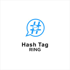 Obraz premium ring chat app bubble speech consulting logo design. sound bell technology vector template. hash tag icon vector