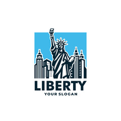 Statue liberty logo vector. EPS 10 editable vector