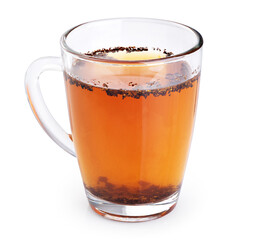 Cup of chaga mushroom tea isolated on white background. With clipping path.