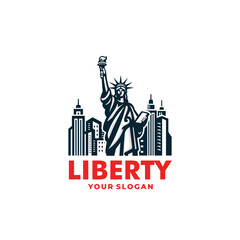 Statue liberty logo vector. EPS 10 editable vector © leonore