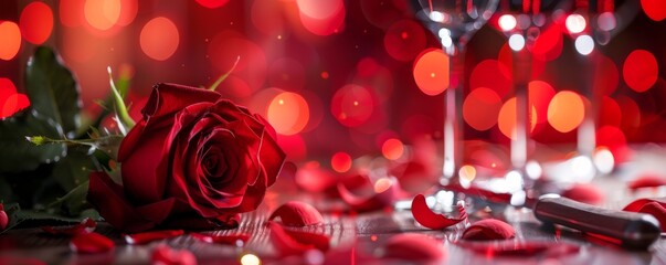 Obraz premium Dinner for Valentine's Day - A romantic table setting
