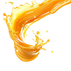 Dynamic orange juice splash on a transparent background, perfect for food and beverage marketing or design projects.