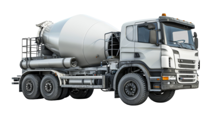 High-quality image of a modern cement mixer truck. Ideal for construction, transportation, and industrial design projects.