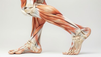 A close up of a person's legs and feet with the muscles