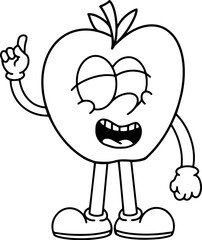 apple vintage character outline 1