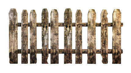 Old wooden fence with weathered planks. Ideal for rustic, vintage, or country-themed projects. High-resolution stock photo.