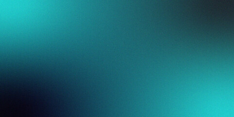 Obraz premium Gradient abstract ocean blue background. Teal green blue color gradient background with glowing rough grain, noise, and bright spots. Blurry soft smooth gradient backdrop with grain and noise.
