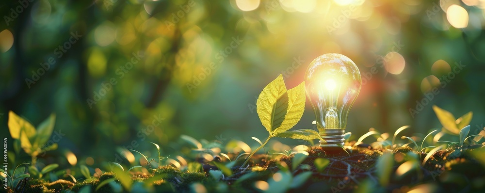 Poster using small trees to save energy - electricity development concept