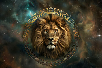 A stunning illustration of the zodiac sign Leo, featuring intricate details and vibrant colors that highlight its majestic symbolism.