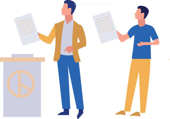 Boys line up to vote.