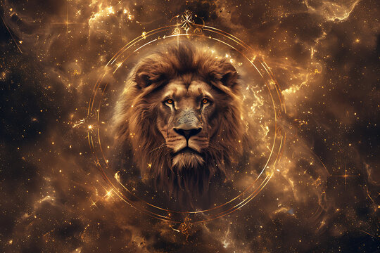 A stunning illustration of the zodiac sign Leo, featuring intricate details and vibrant colors that highlight its majestic symbolism. - Powered by Adobe