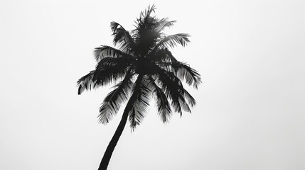palm tree silhouette isolated on white background tropical island vibes