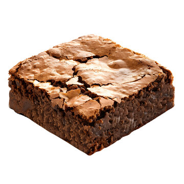 baked chocolate brownie isolated on transparent background. generative ai
