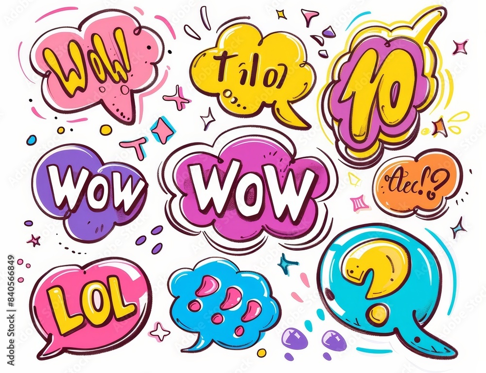 Poster this collection of hand drawn modern speech bubbles includes several different types of bubbles
