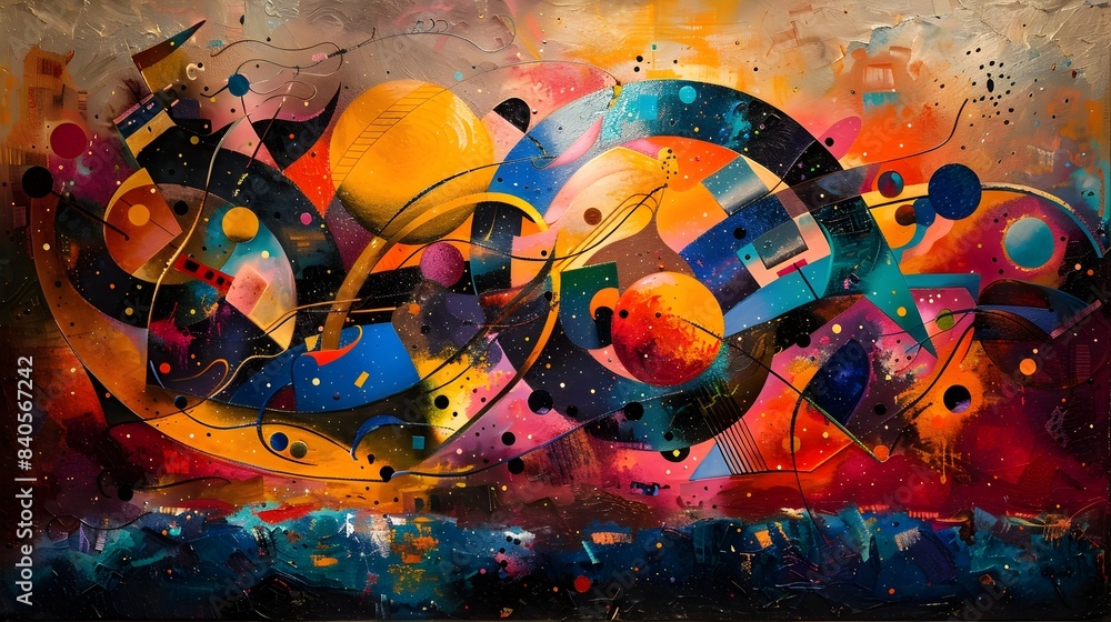 Aufkleber vibrant expressionistic abstraction:captivating interplay of colors and shapes