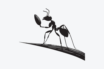 Black ant silhouette vector illustrator white background