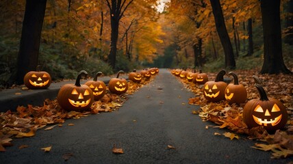 Delightful and creepy Halloween illustrations highlight carved jack-o-lanterns in a humorous way that Each pumpkin has a unique, funny face. Emits a warm and inviting orange glow.