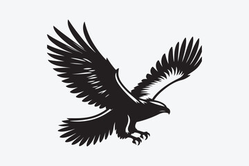 Obraz premium Fly hawk black silhouette vector illustrator with white background