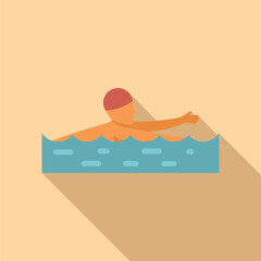 Flat design vector of a person swimming, presented in a minimalist and modern style