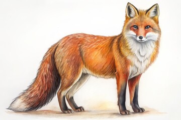 Realistic red fox illustration on a white background.