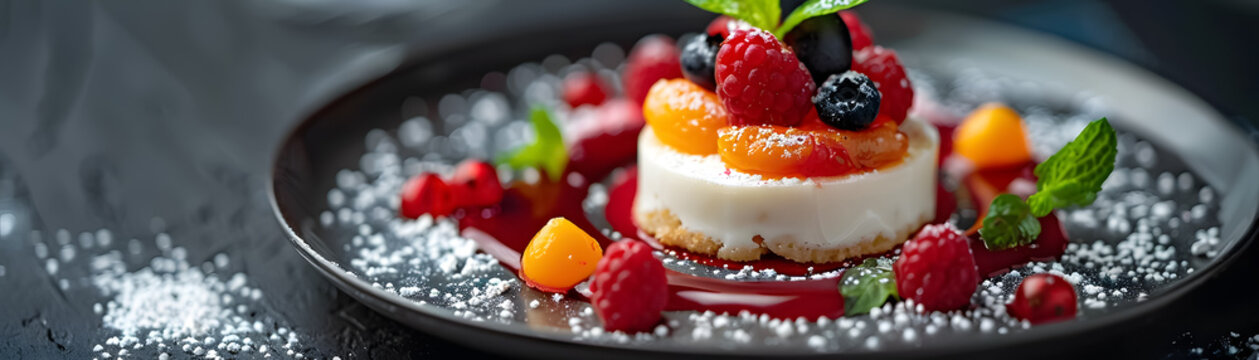A delicious and healthy dessert with fresh berries and cream.